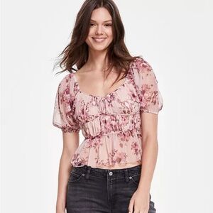 NWT Lucky Brand Floral BabydollTop Size M Coquette